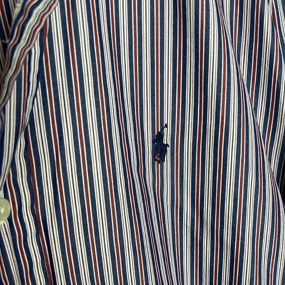 Ralph Lauren Blake Men's L Red White Blue Striped Long Sleeve Button Down Shirt - Picture 7 of 7